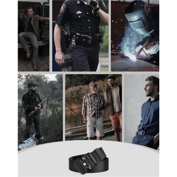 Tactical Belt, Work Belts for Men Military Webbing Riggers Web Belt Heavy-Duty - Picture 6 of 7